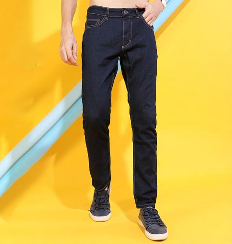 Men Navy Blue Slim Fit Mid-Rise Clean Look Stretchable Jeans